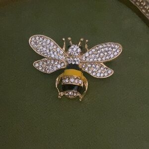 NEW Bee Brooch Pin Yellow and Black with Clear Rhinestones